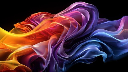 Obraz premium Abstract swirling vibrant multicolored fabric flowing in space