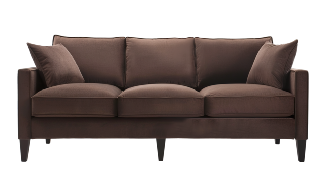 Brown Lawson Sofa isolated on transparent background, PNG  