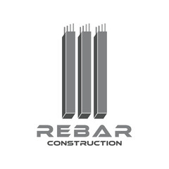 Rebar concrete pillar construction logo design vector for business ideas