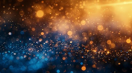 Fototapeta premium Abstract Blue and Gold Glittering Bokeh Background