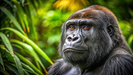 Fototapeta premium Eastern Lowland Gorilla (Gorilla gorilla graueri) - Majestic Primate in Natural Habitat