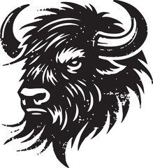 Bison head silhouette in grunge style © MstSumi