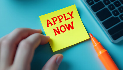 Apply Now, Sticky Note on Keyboard, Job Application Reminder, Apply Now Message, Online Application