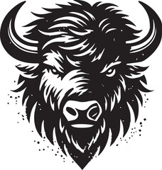 Bison head silhouette in grunge style
