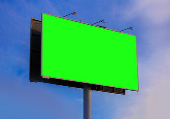 Background for design, green rear billboards on city streets and along roads