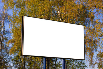 Background for design, white billboards on city streets and along roads