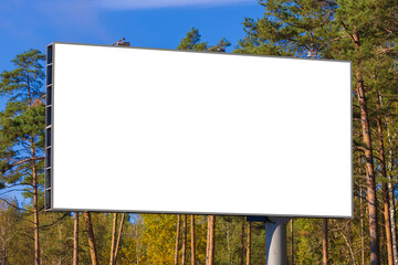 Background for design, white billboards on city streets and along roads