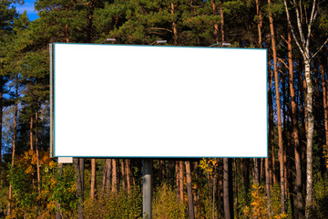 Background for design, white billboards on city streets and along roads