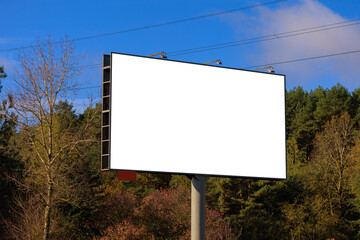 Background for design, white billboards on city streets and along roads