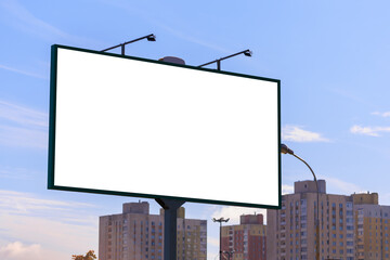 Background for design, white billboards on city streets and along roads