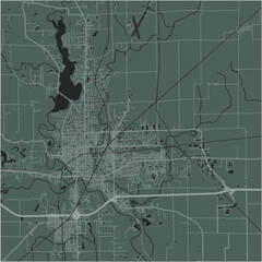 Map of Dnavill in Illinois in a smooth dark style. Contains layered vector with roads water, parks, etc.