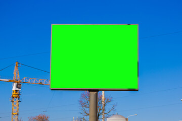 Background for design, green rear billboards on city streets and along roads