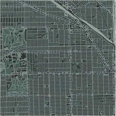 Map of Portage Park in Illinois in a smooth dark style. Contains layered vector with roads water, parks, etc.