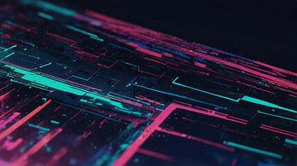 Abstract blue, mint and pink background with interlaced digital glitch and distortion effect. Futuristic cyberpunk design. Retro futurism, webpunk, rave 80s 90s cyberpunk aesthetic techno neon colors