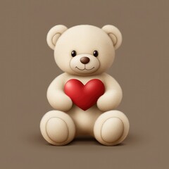 Obraz premium Heartwarming teddy bear holding love symbol cozy room illustration soft color palette close-up affection and comfort