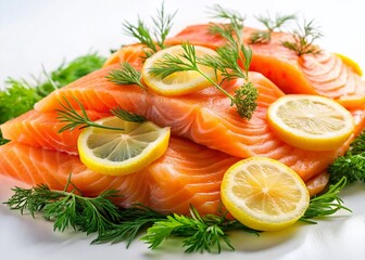 Elegant Smoked Salmon Slices with Dill & Lemon - Gourmet Food Photography