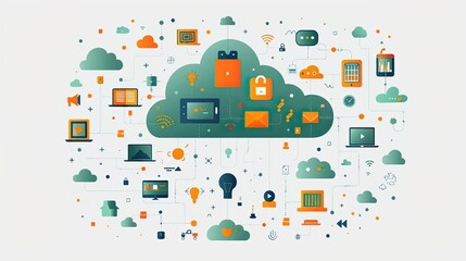 Cloud Computing with Connected Devices Illustration
