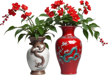 Traditional Chinese vase scene creator, celebrating chinese new Year of the Snake
