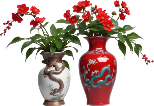 Traditional Chinese vase scene creator, celebrating chinese new Year of the Snake
