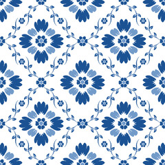 seamless pattern with blue flowers