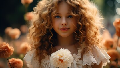 Fototapeta premium portrait of a girl with flowers