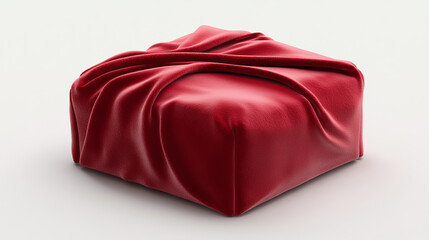 Obraz premium 3d illustration of box covered by red velvet. Isolated on white background 