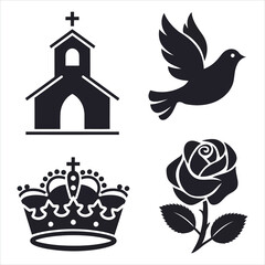 set of icons with birds