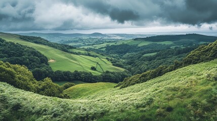 Fototapeta premium Rolling Hills Under a Dramatic Sky