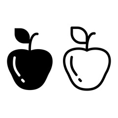 apple outline and solid icon set