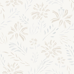 Neutral Colour Botanical Floral Seamless Pattern Design