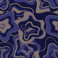 Blue Abstract Line Floral Seamless Pattern Design