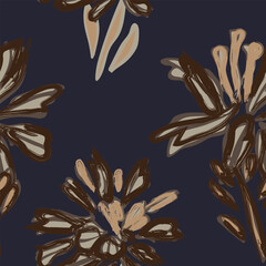 Neutral Colour Abstract Floral Seamless Pattern Design