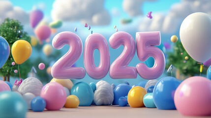 Celebration 2025, happy new year, 3d artwork