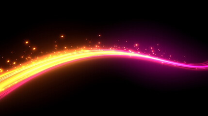 abstract yellow and pink mixed light line isolated on dark background for wallpaper