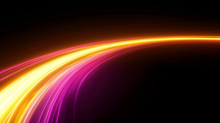 abstract yellow and pink mixed light line isolated on dark background for wallpaper