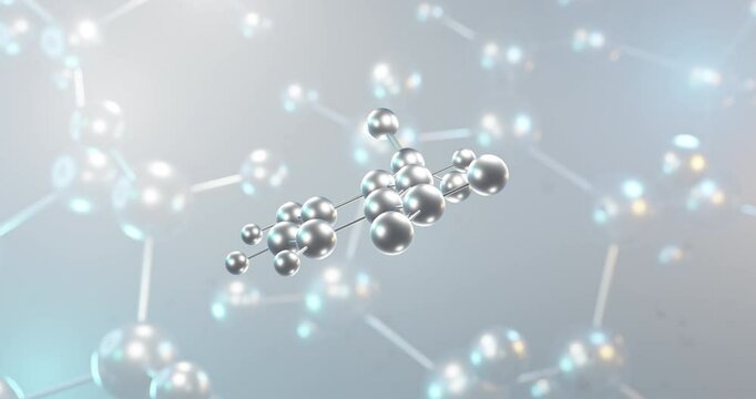 Dinitrophenol rotating 3d molecule, molecular structure of derivatives of phenol, seamless video