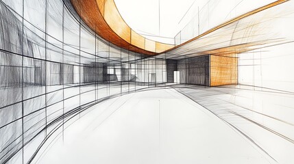Obraz premium Stunning Architectural Sketch: Modern Building Interior Design Illustration. AI Generated