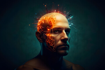 Obraz premium Human head and brain, thinking concept.