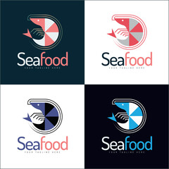 Shrimp seafood restaurant lobster logo set template design