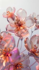 Naklejka premium Metal glass futuristic flowers plants abstract graphics poster background