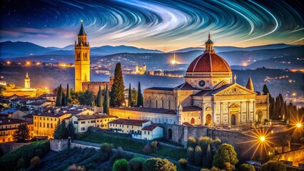 Fototapeta premium Florence Basilica San Miniato al Monte Long Exposure Night Photography