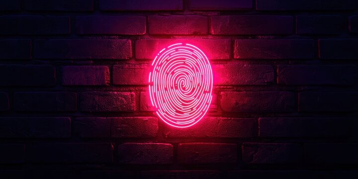 Red brick wall with a glowing circle on it - Powered by Adobe