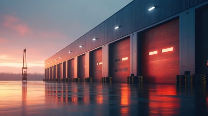 Sunset at the Industrial Dock: A Serene Reflection