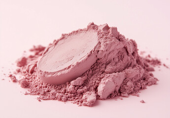 Pink clay cosmetic texture on the background, close-up. Background of smudged cream for face or body mask. Close-up of a pink creamy swatch.
