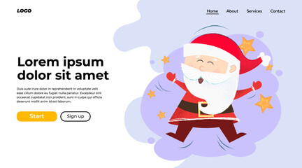 Happy excited Santa Claus having fun. Christmas party concept. Vector illustration can be used for banner design or landing page
