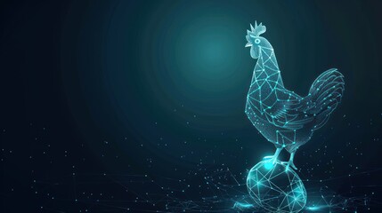 Digital Rooster on an Egg