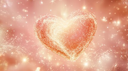 Fototapeta premium heart-shaped galaxy illustration with swirling stars and nebula effects on a dreamy pink backdrop 