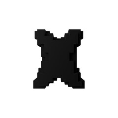 3D Voxel Letter X in a Minimalist Block Design