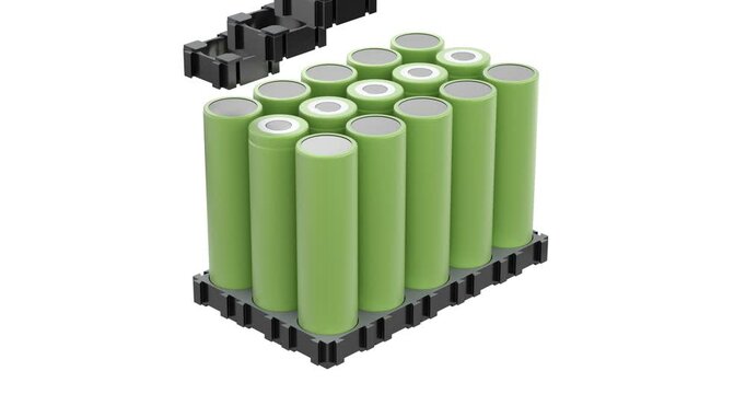 Customizable battery pack isolated on white background - 3D animation seamlessly loopable
