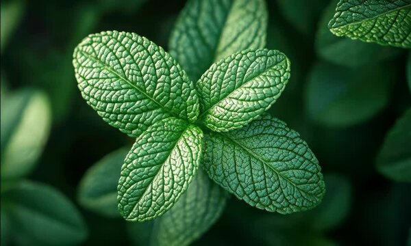 Fresh green mint leaf, close-up, vibrant texture, isolated background, 3D Blender Style, cute minimal, high detail